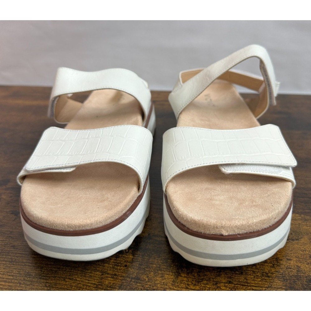 Vionic Phoenix Brielle Platform Wedge Sandal Size 9 White Crocodile Backstrap - Picture 3 of 13